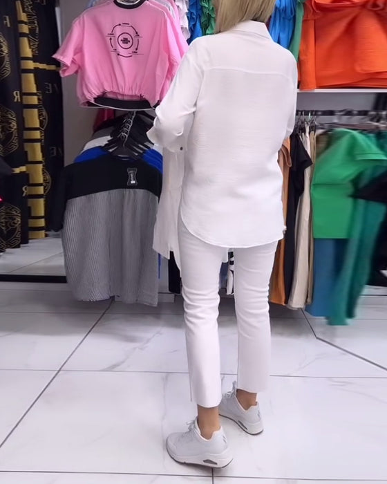 Chemise boutonnée simple imprimé coeur