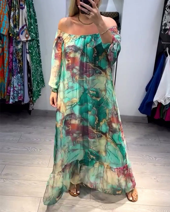 Robe décontractée à une épaule imprimée à l'encre