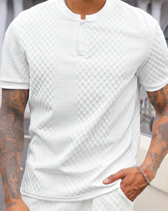 T-Shirt Homme Jacquard Col Dressé
