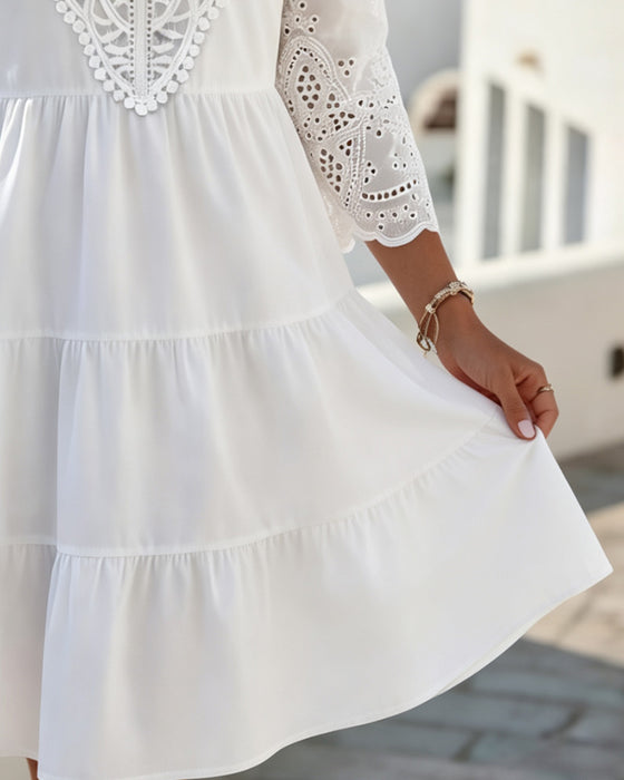 Robes Découpe À Volants Midi A-Ligne