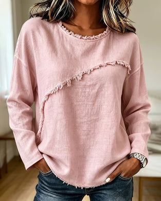 Blouse Col Rond Unie Irrégulière