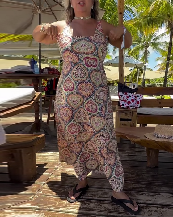 Maillot de Bain Sans Bretelles Cœur Imprimé Vacances