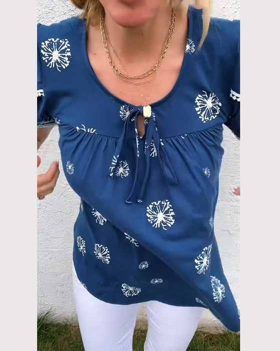 Blouse Manches En Pétales Imprimé Tie-Dye