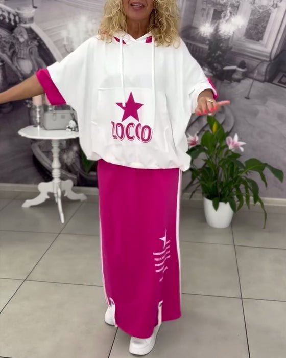 Ensemble À Capuche Cordon Jupe Imprimée