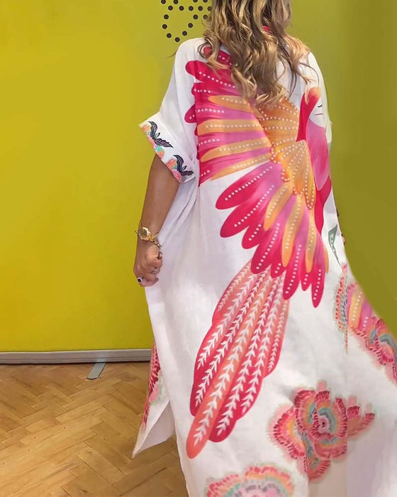 Robe longue imprimée à revers