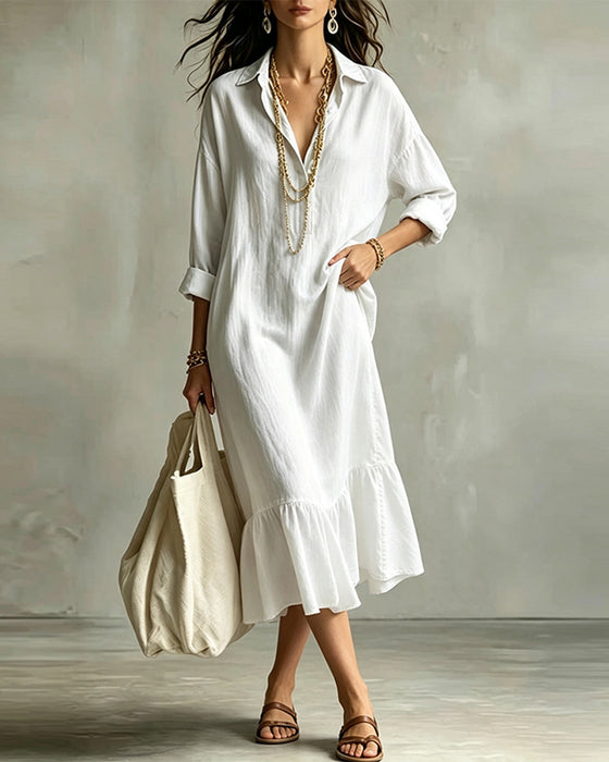 Robe Col Chemise Uni