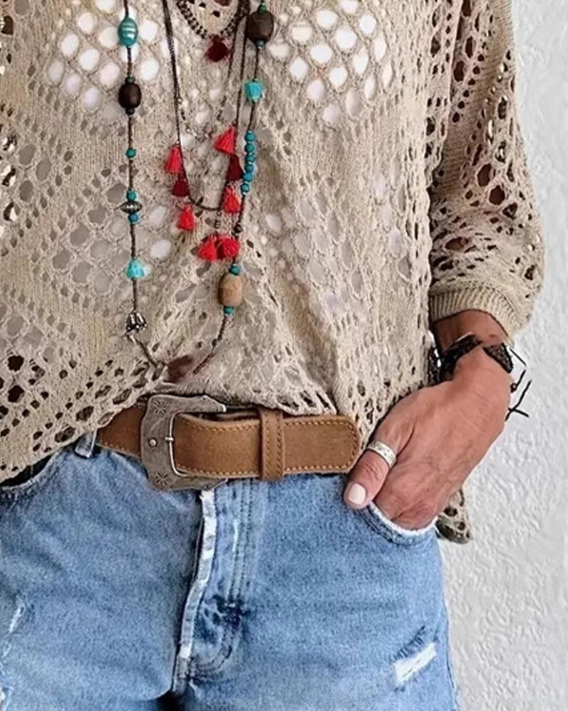 Haut Motif Losange Ajouré Ample