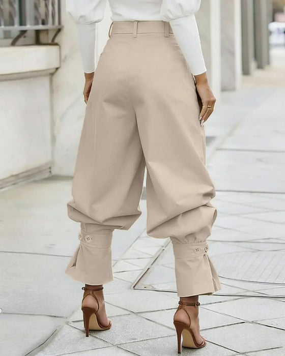Pantalon Design Poignet Plissé Décontracté