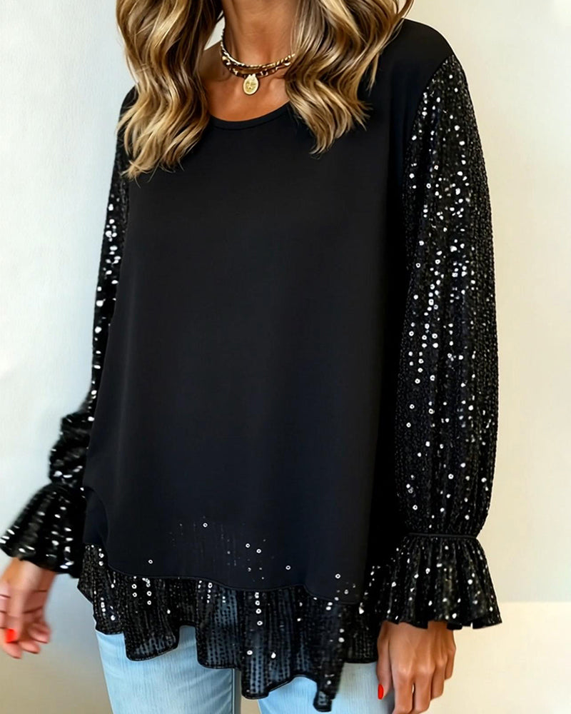 Haut À Manches Ballon Et Col Rond