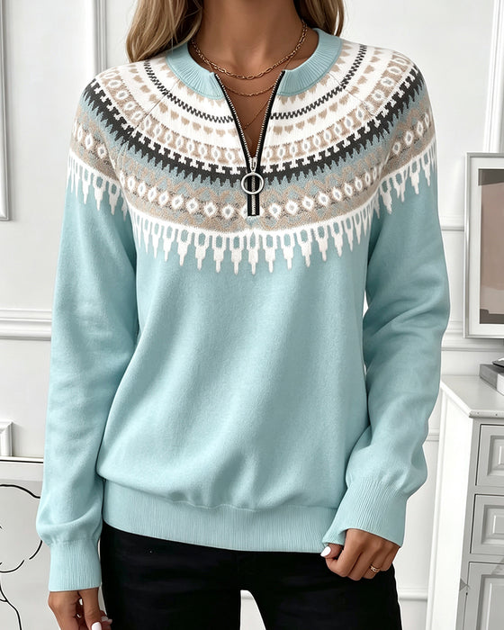 Sweatshirts Bloc De Couleur Fermeture Éclair Manche Longue