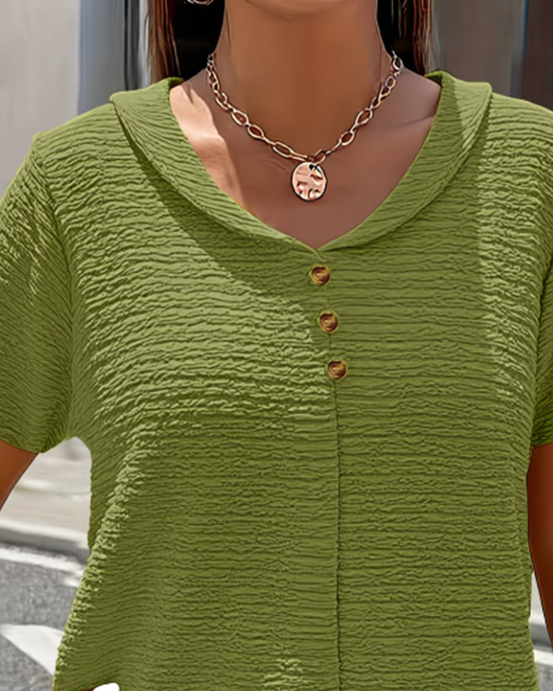 T-Shirt Col Peter Pan Trois Boutons