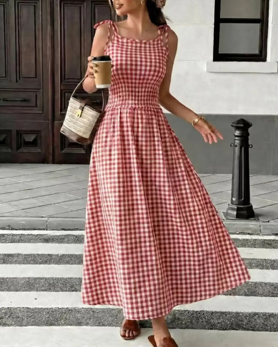 Robe Lacet Écossais Bretelle Ligne A