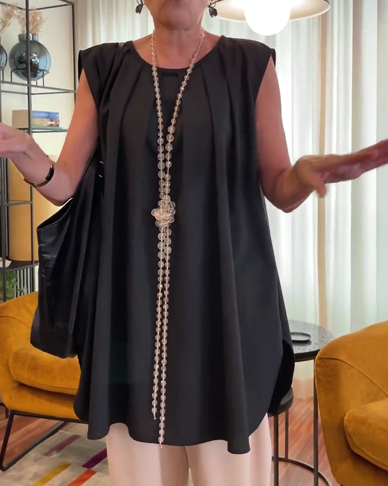 Débardeur Plissé Sans Manches Large