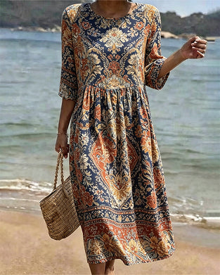 Robe Col Rond Bohème