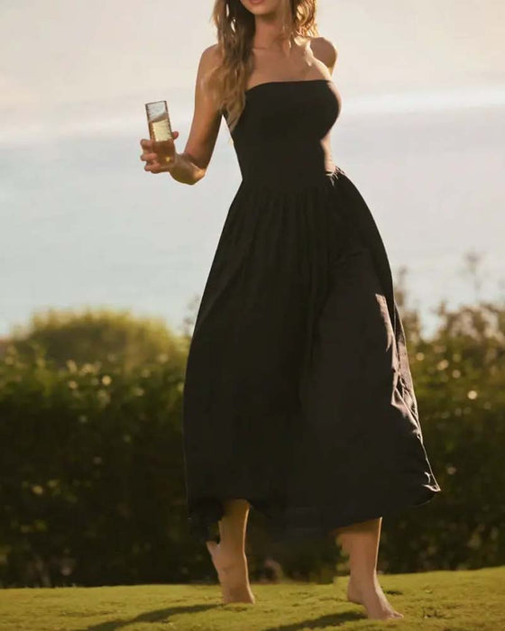Robe Convertible Sans Bretelles Taille-Cintrée