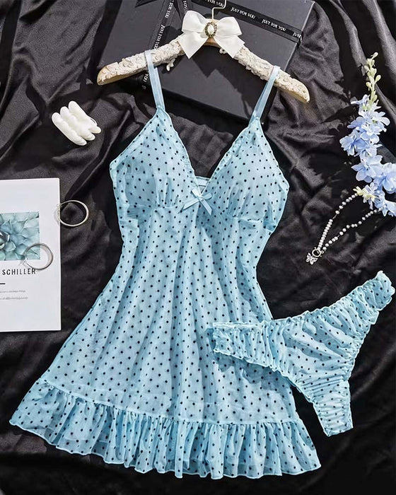 Set Pois Mesh Robe De Nuit