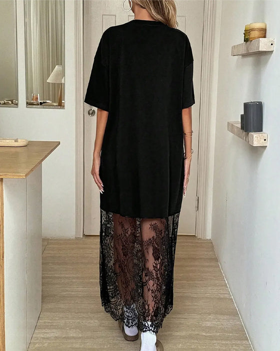 Robe À Pois Dentelle Patchwork