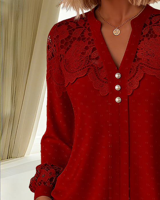 Blouse Ample À Col En V Et Empiècements