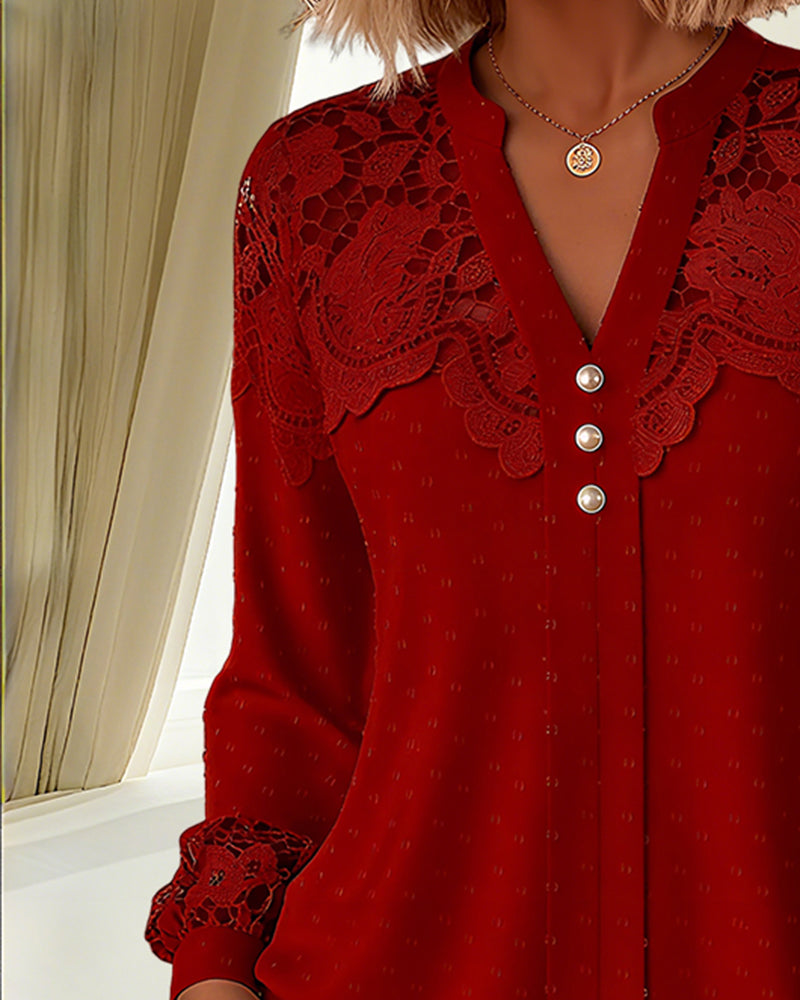 Blouse Ample À Col En V Et Empiècements