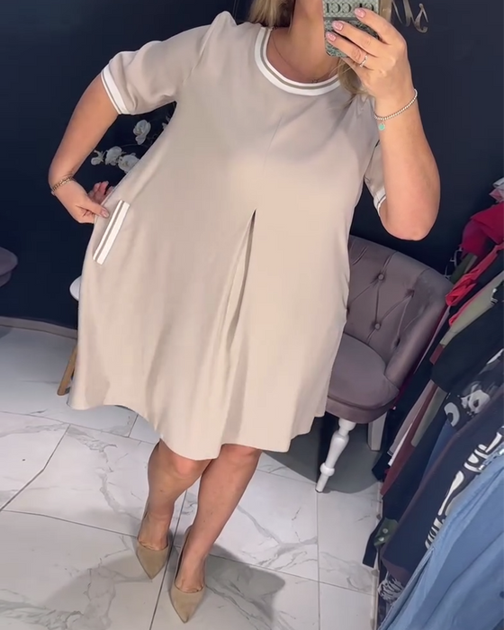 Robe décontractée élégante col rond poche