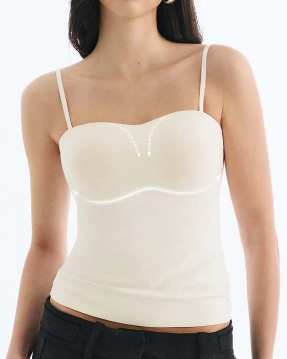 Cami Top Sans Bretelles Unie Soutien-Gorge Intégré