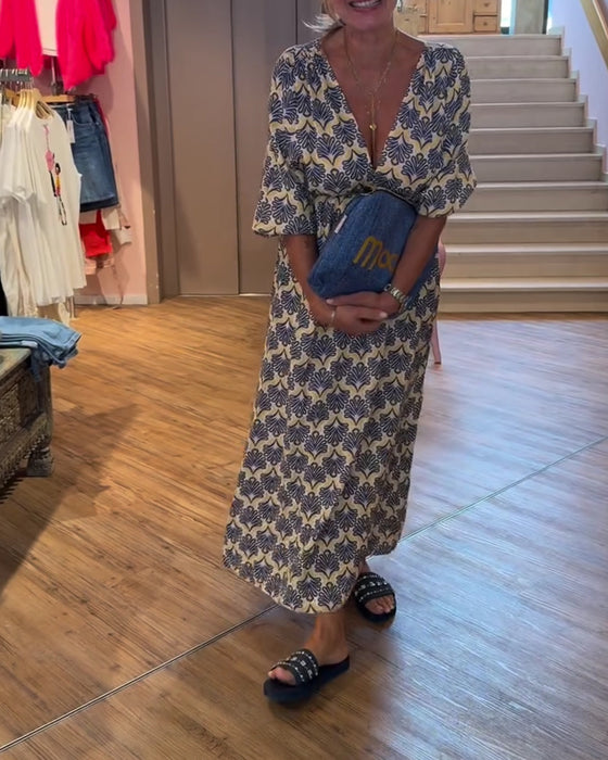 Robe Vintage Profond Col V Floral