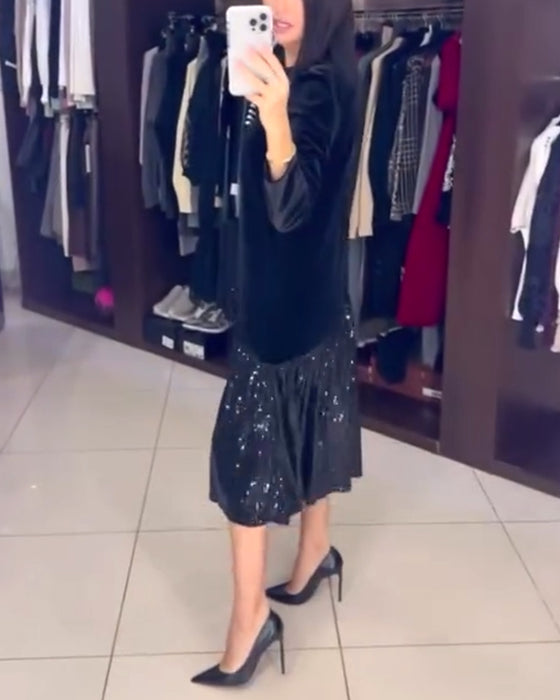 Robe à paillettes au tempérament décontracté