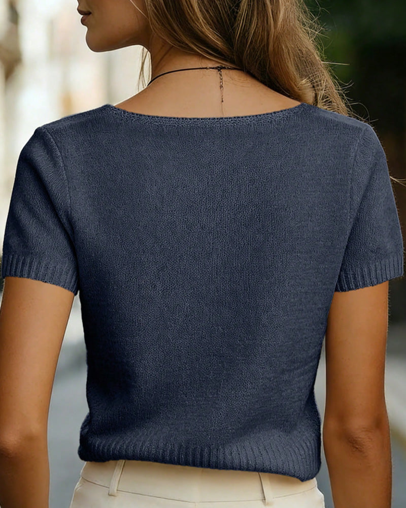 Pull-Over Argyle Manches Courtes Col En V
