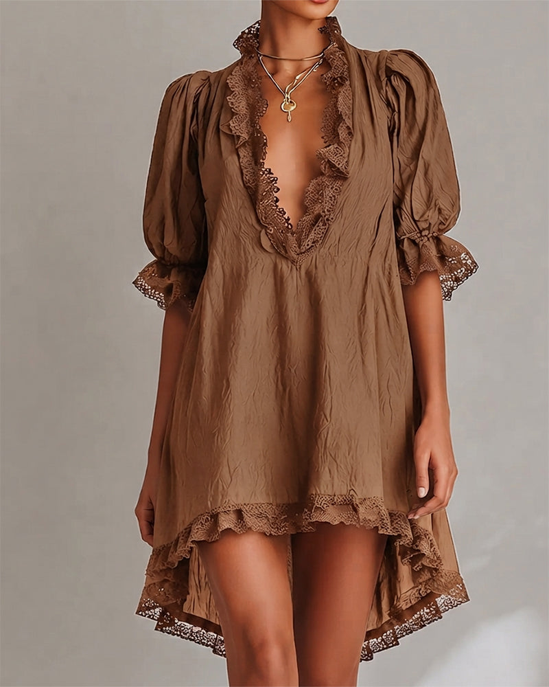 Robe Dentelle Patchwork Asymétrique