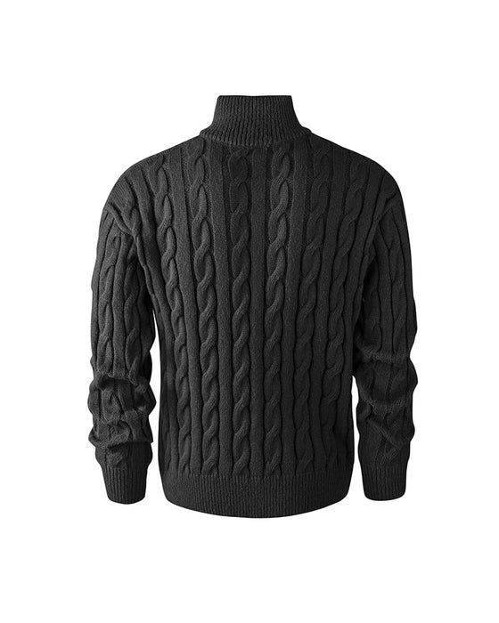 Pull Homme Unie Tressé Fermeture Éclair
