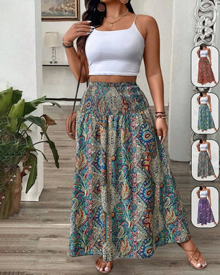 Jupe Décontractée Taille Haute Imprimée