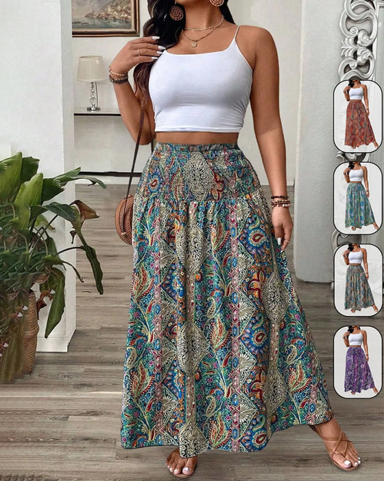 Jupe Décontractée Taille Haute Imprimée