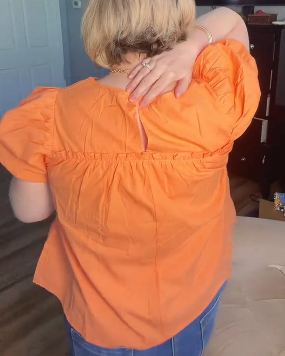 Blouse Manche Bouffante Coupe Loose Volantée