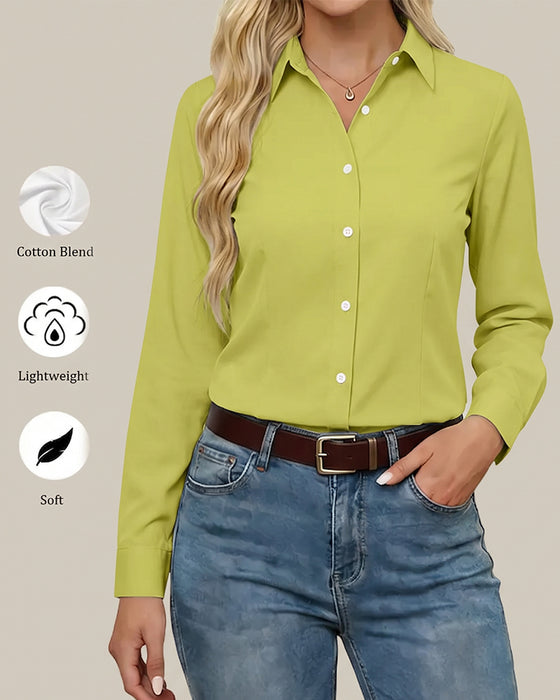 Chemise Col Manche Longue Uni Décontracté