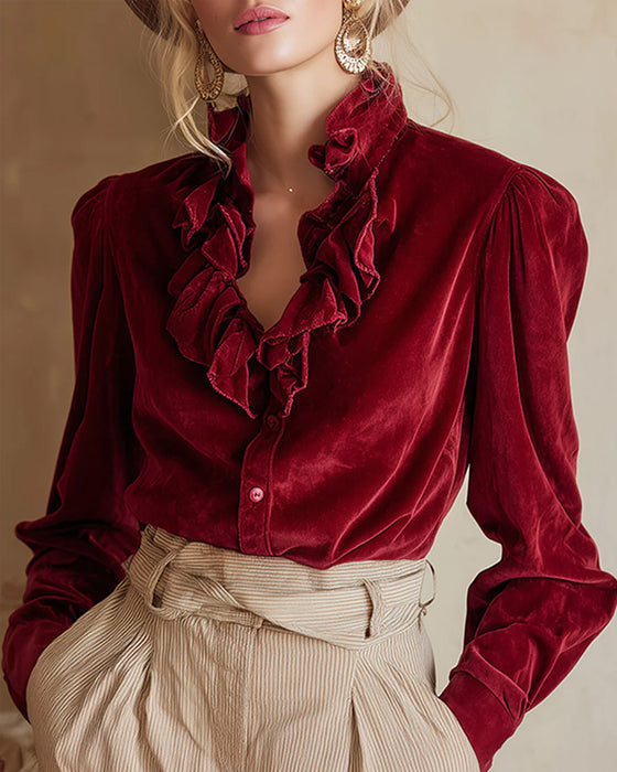 Top Avec Détail à Volants Et Design à Manches Bouffantes