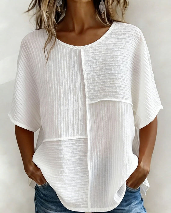 Haut Vertical Texturé Patchwork Lâche