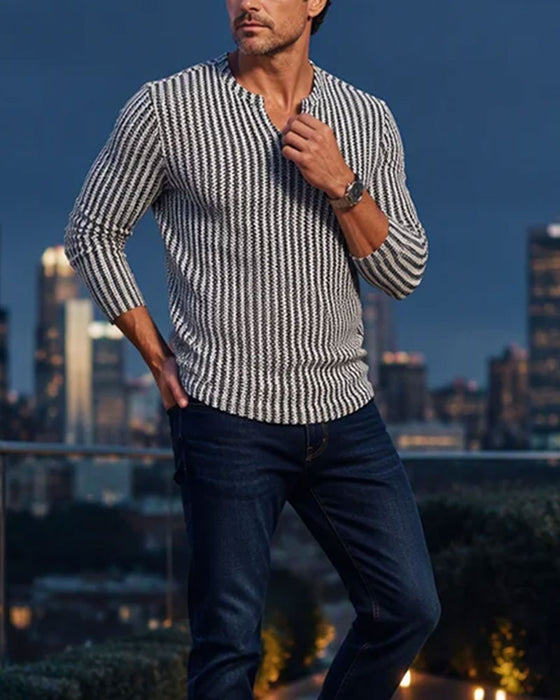 Top Rayé Manche Trois-Quarts Homme