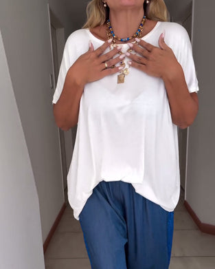 T-shirt uni à manches courtes et col rond