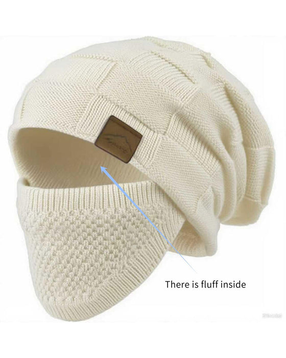 Bonnet Tricoté Masque Ensemble Hiver Bonnet Visage Oreille Couverture