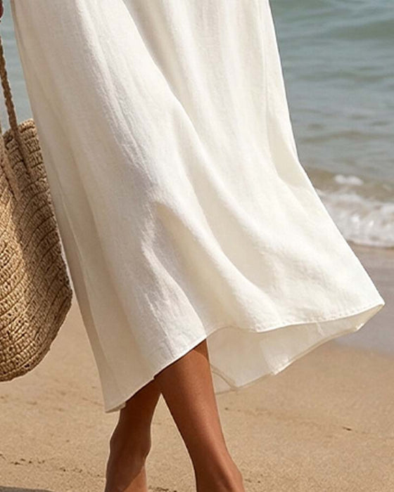 Robe Col Carré Découpe Volant Dentelle