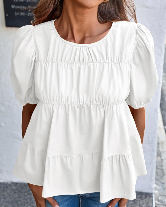 Blouse Manche Bouffante Coupe Loose Volantée