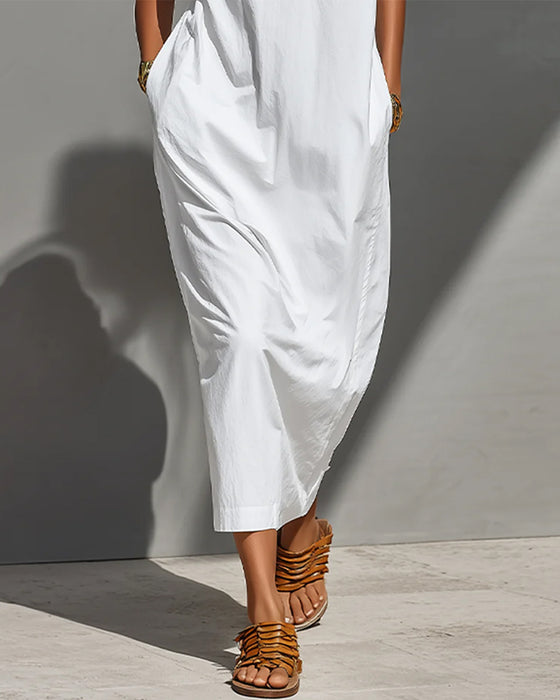 Robe Revers Fermeture Éclair Poche