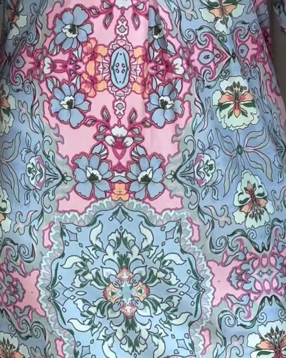 Robe À Col V Imprimée Coupe Droite