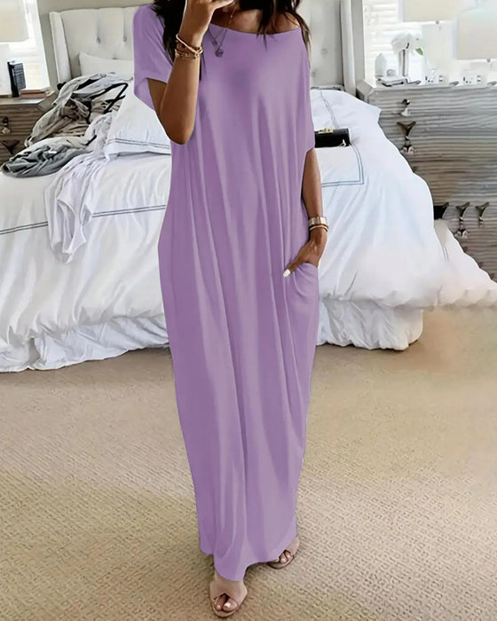 Robe Unie Longue Décontractée