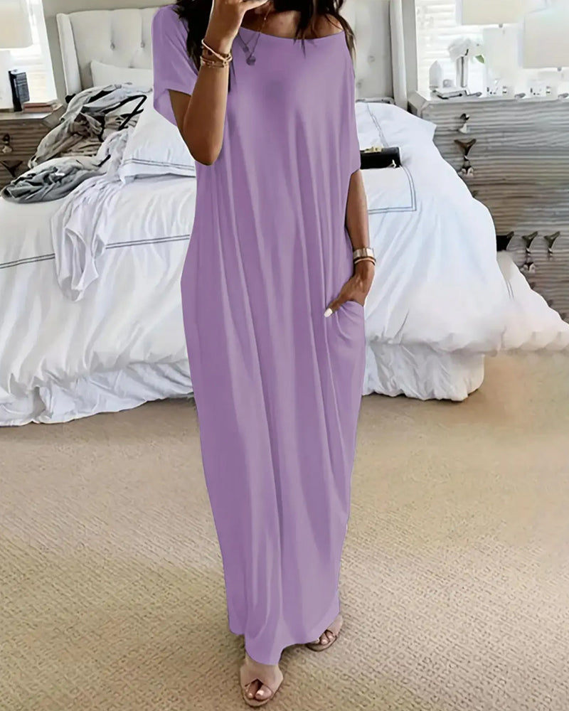 Robe Unie Longue Décontractée