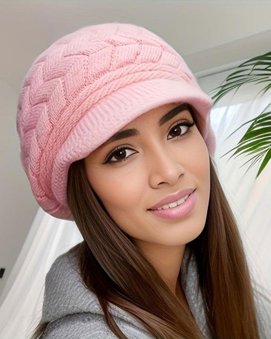 Bonnet Slouchy Beanie En Tricot Torsadé Hiver Pour Femme Doux Chaud Extensible
