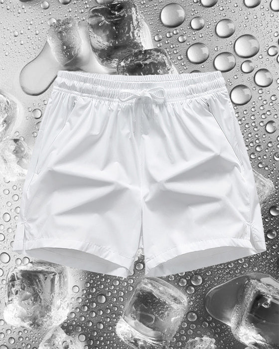 Shorts Hommes Taille Élastique Poche Séchage Rapide Ice-Soie Sport
