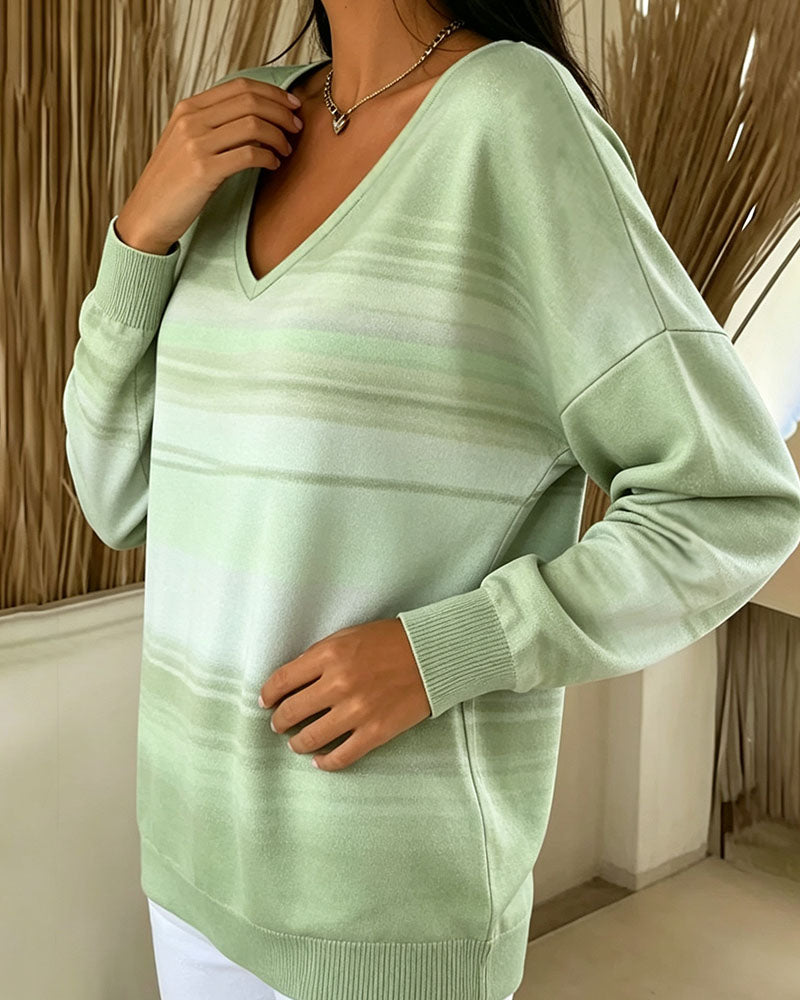 Sweatshirts Col V Manche Longue Ombre