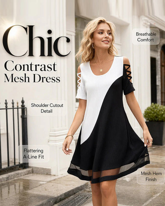 Robe Bloc Couleur Manches Courtes