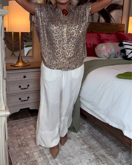 Chemisier décontracté imprimé léopard